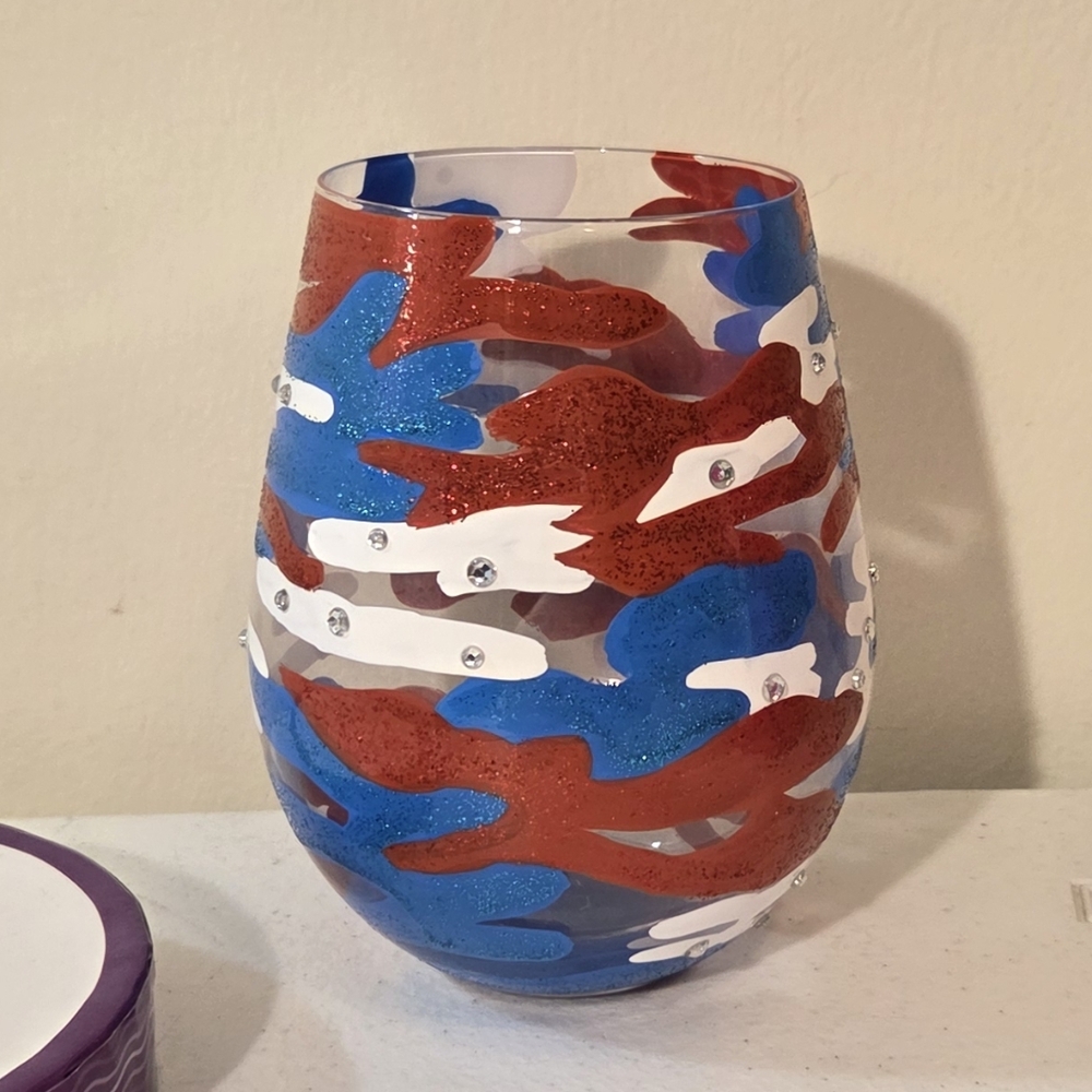 New Lolita Patriotic Camo Wine Glass